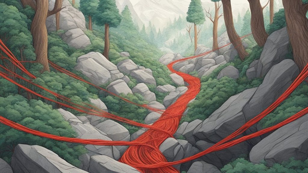 Rio representando o fio vermelho da lenda Akai Ito